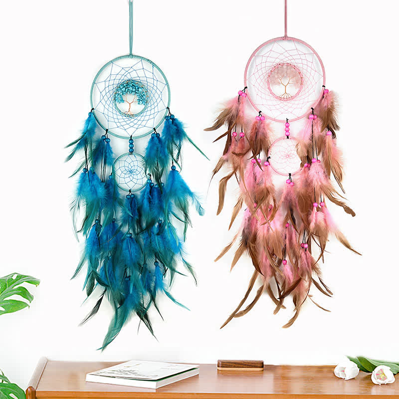 Olivenorma Seven Colors Crystal Beads Feather Dream Catcher - image 0