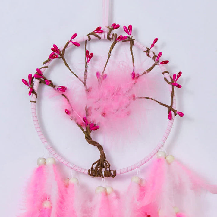 Olivenorma "Ten Miles of Peach Blossoms" Pink Feather Dream Catcher - image 3