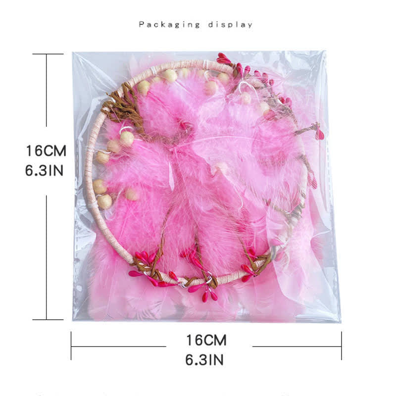 Olivenorma "Ten Miles of Peach Blossoms" Pink Feather Dream Catcher - image 5