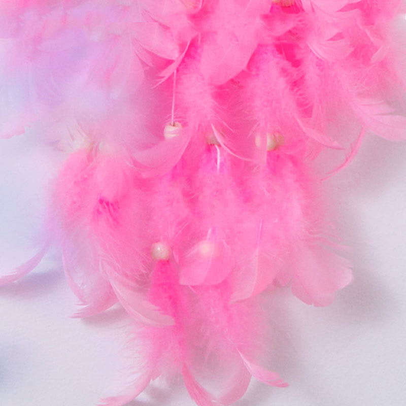 Olivenorma "Ten Miles of Peach Blossoms" Pink Feather Dream Catcher - image 4