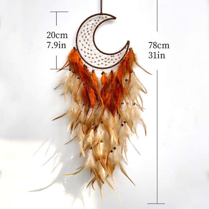 Olivenorma Woven Moon Contrasting Color Feather Dream Catcher - image 6