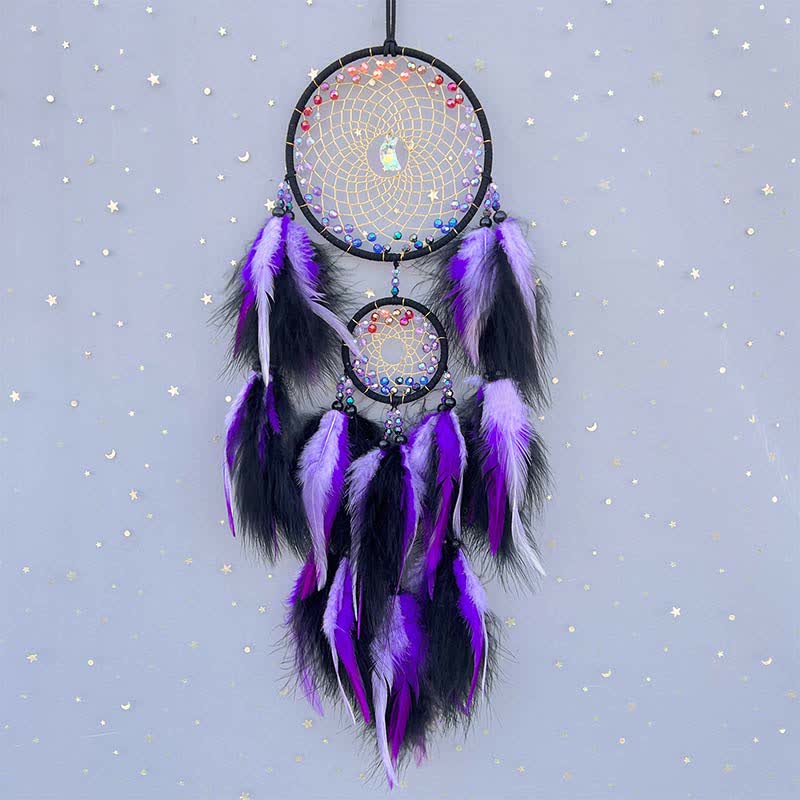 Olivenorma Double Ring Multicolor Ornament Dream Catcher - Purple - image 2