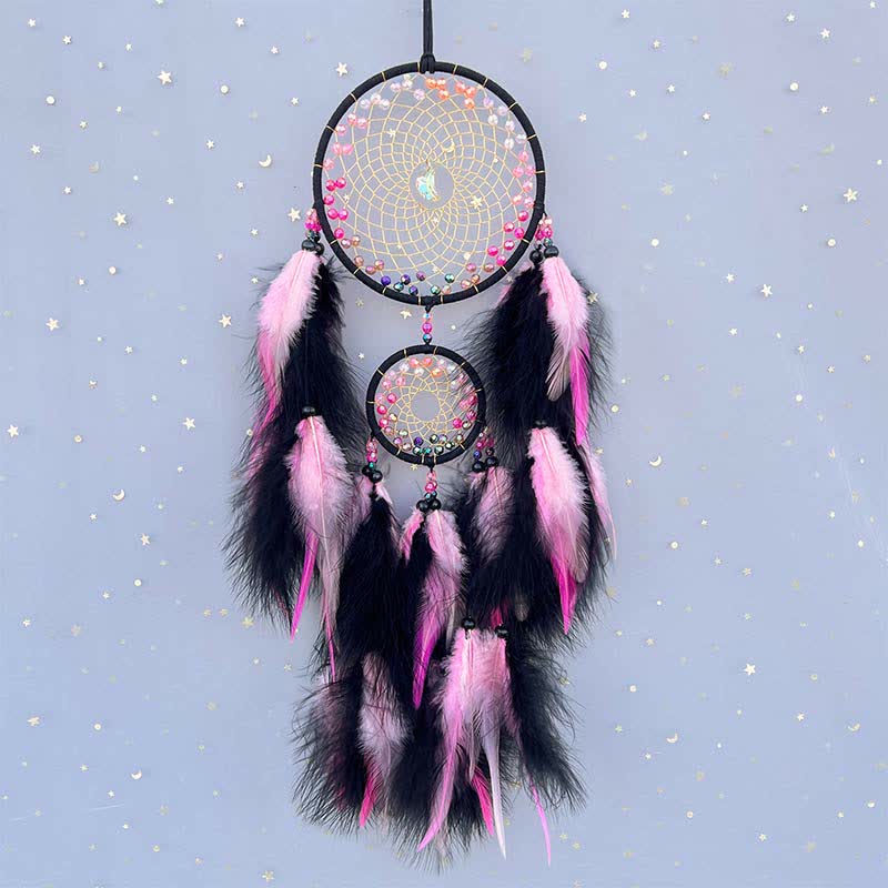 Olivenorma Double Ring Multicolor Ornament Dream Catcher - Pink - image 5