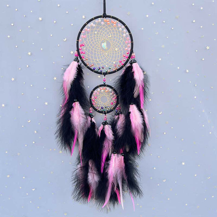 Olivenorma Double Ring Multicolor Ornament Dream Catcher - Pink - image 5