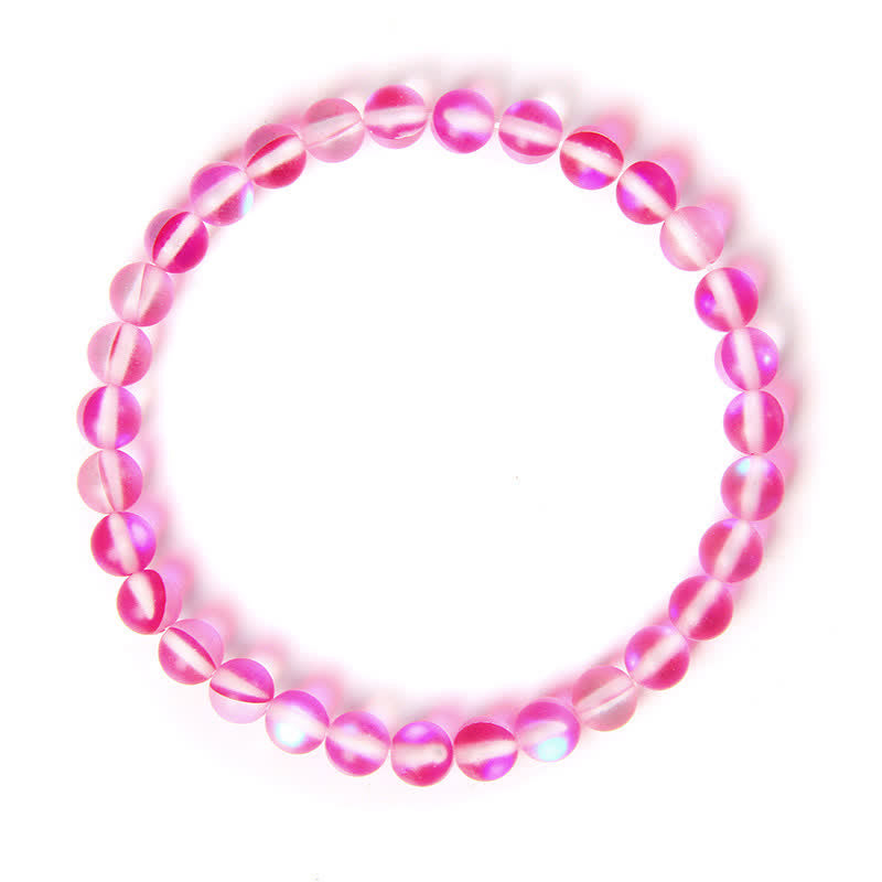 Olivenorma 6mm Multicolor Mermaid Glass Bead Bracelet - Rose Red - image 19