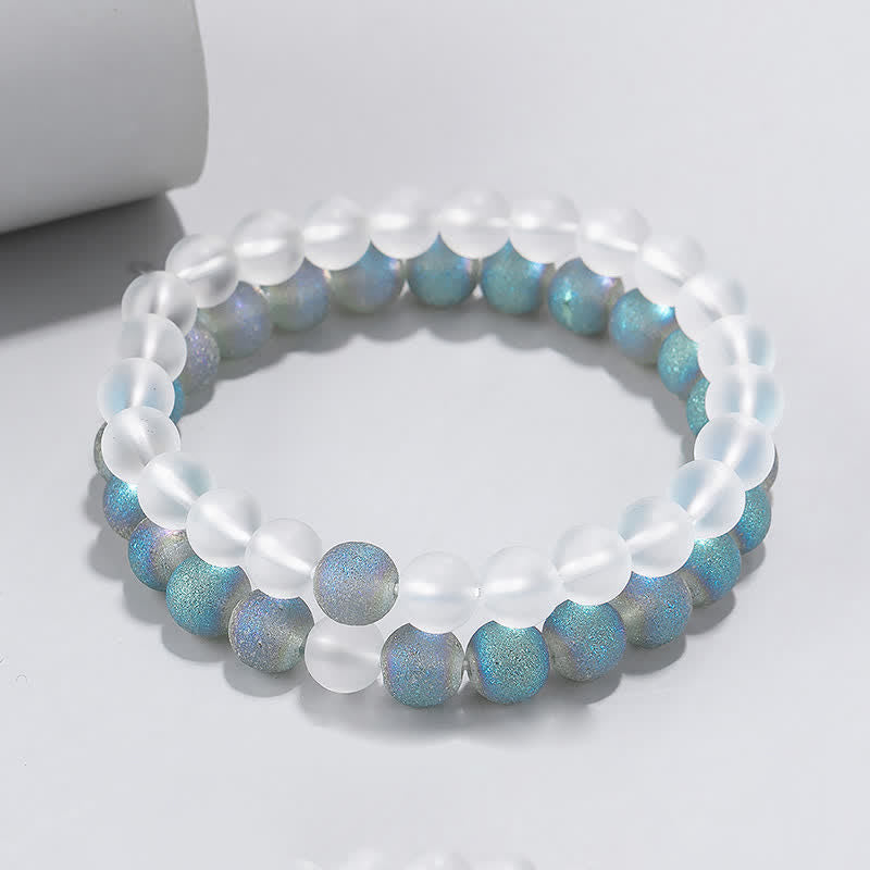 Olivenorma 2pcs Colored Blue White Mermaid Glass Bead Bracelet - Bracelet - image 0
