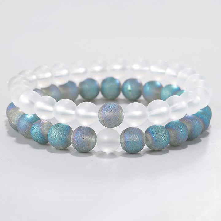 Olivenorma 2pcs Colored Blue White Mermaid Glass Bead Bracelet - image 1