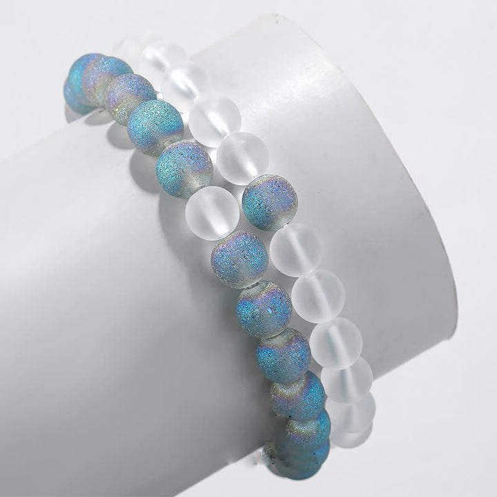 Olivenorma 2pcs Colored Blue White Mermaid Glass Bead Bracelet - image 2