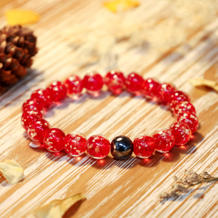 Olivenorma "Starry Sky" Luminous Mermaid Glass Bead Bracelet - Red - 8mm - image 22