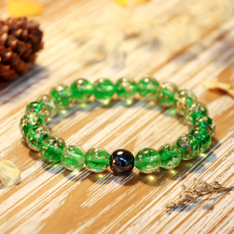 Olivenorma "Starry Sky" Luminous Mermaid Glass Bead Bracelet - Green - 8mm - image 7