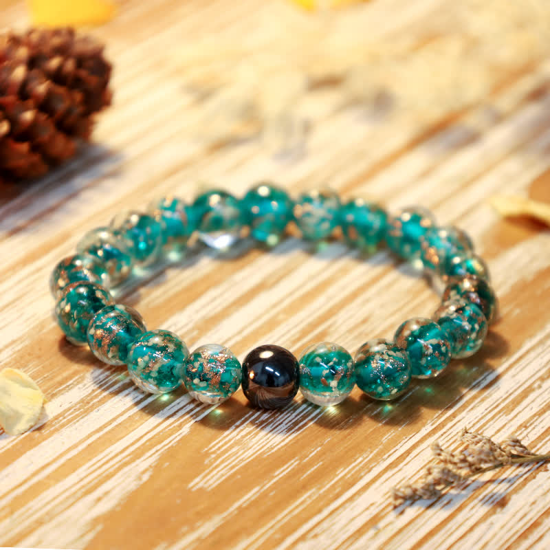 Olivenorma "Starry Sky" Luminous Mermaid Glass Bead Bracelet - Blue - 8mm - image 3