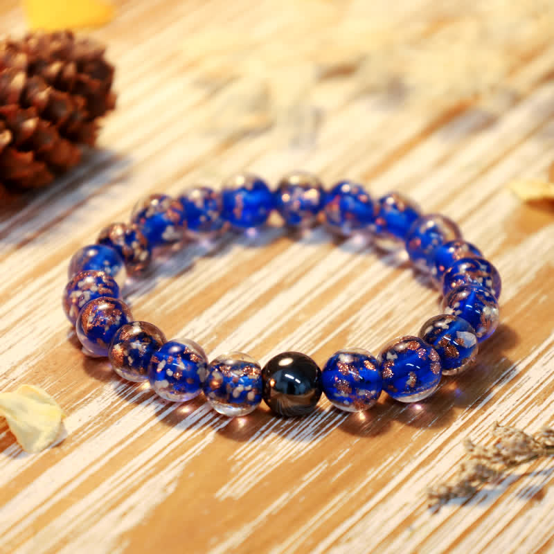 Olivenorma "Starry Sky" Luminous Mermaid Glass Bead Bracelet - Royal Blue - 8mm - image 0