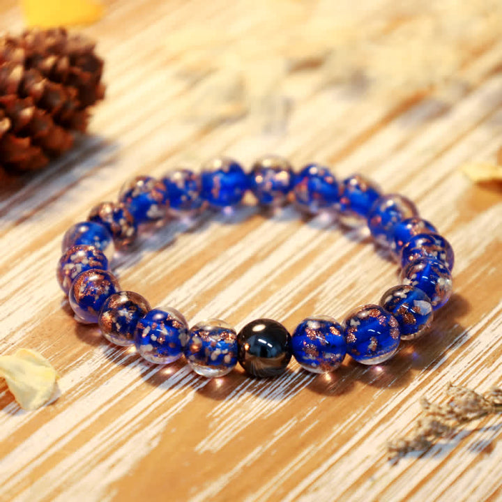 Olivenorma "Starry Sky" Luminous Mermaid Glass Bead Bracelet - Royal Blue - 8mm - image 0