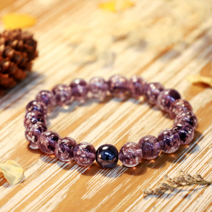 Olivenorma "Starry Sky" Luminous Mermaid Glass Bead Bracelet - Purple - 8mm - image 17