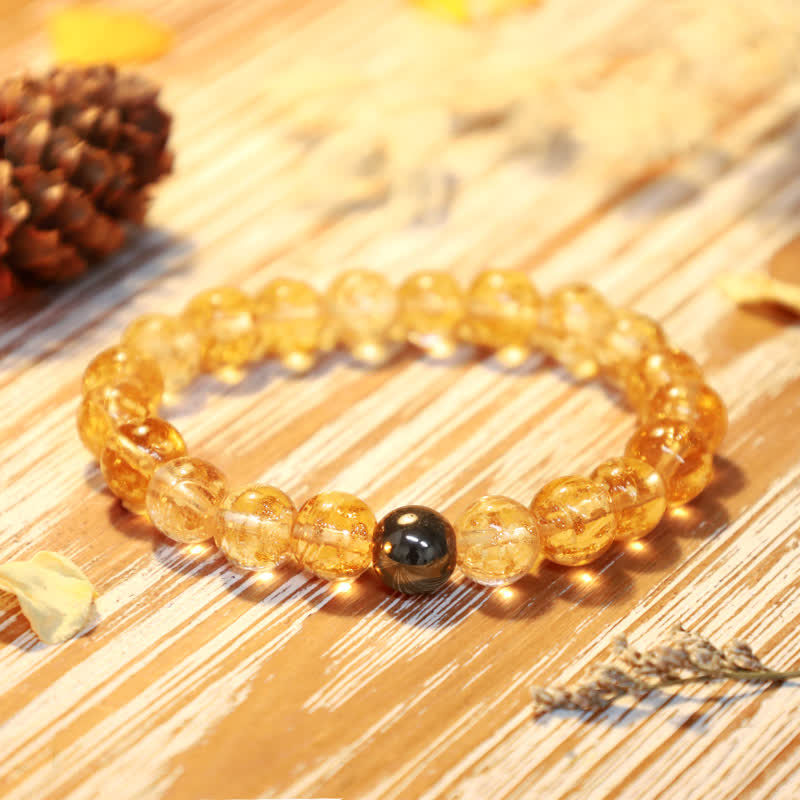 Olivenorma "Starry Sky" Luminous Mermaid Glass Bead Bracelet - Yellow - 8mm - image 12