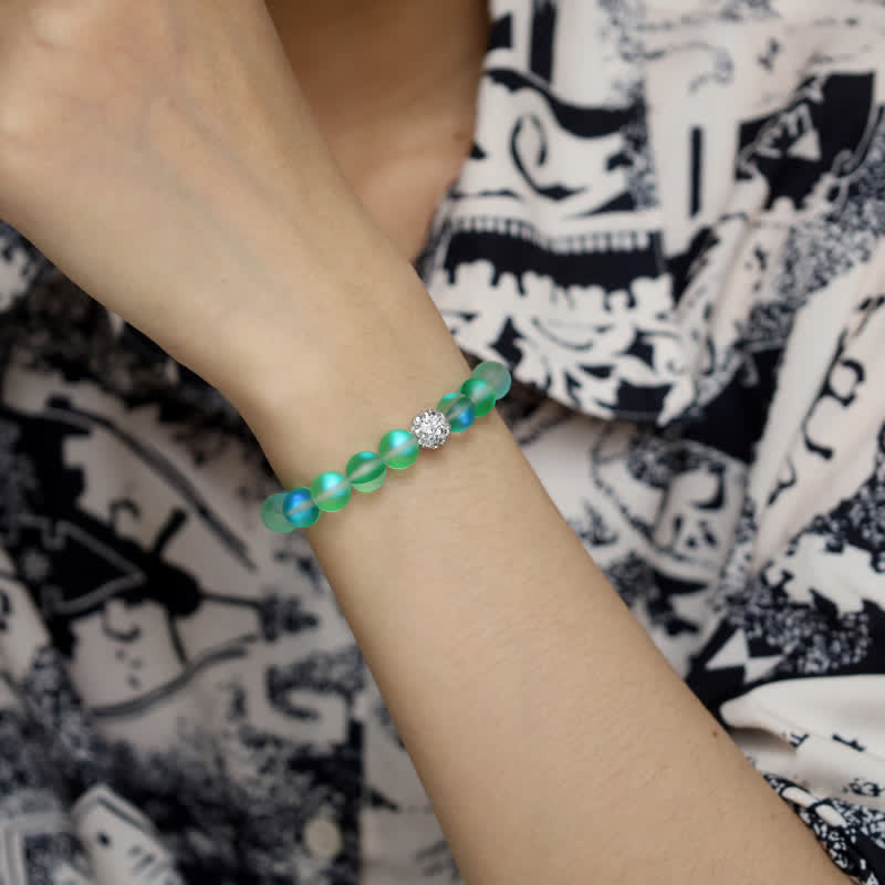 Olivenorma 6/8mm Multicolor Mermaid Glass Bead Bracelet - image 1