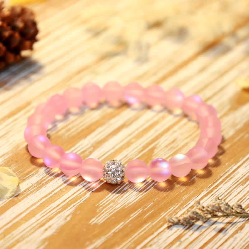 Olivenorma 6/8mm Multicolor Mermaid Glass Bead Bracelet - Pink - 8mm - image 4