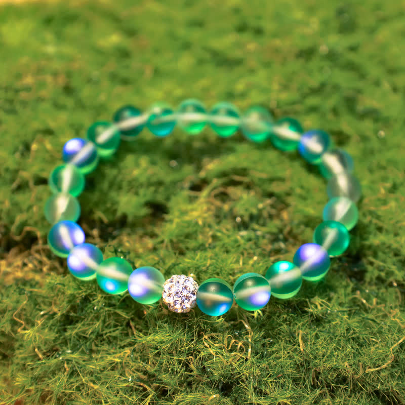 Olivenorma 6/8mm Multicolor Mermaid Glass Bead Bracelet - image 2