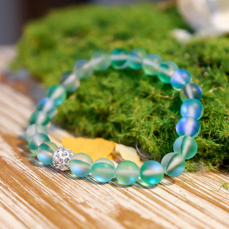 Olivenorma 6/8mm Multicolor Mermaid Glass Bead Bracelet - image 3