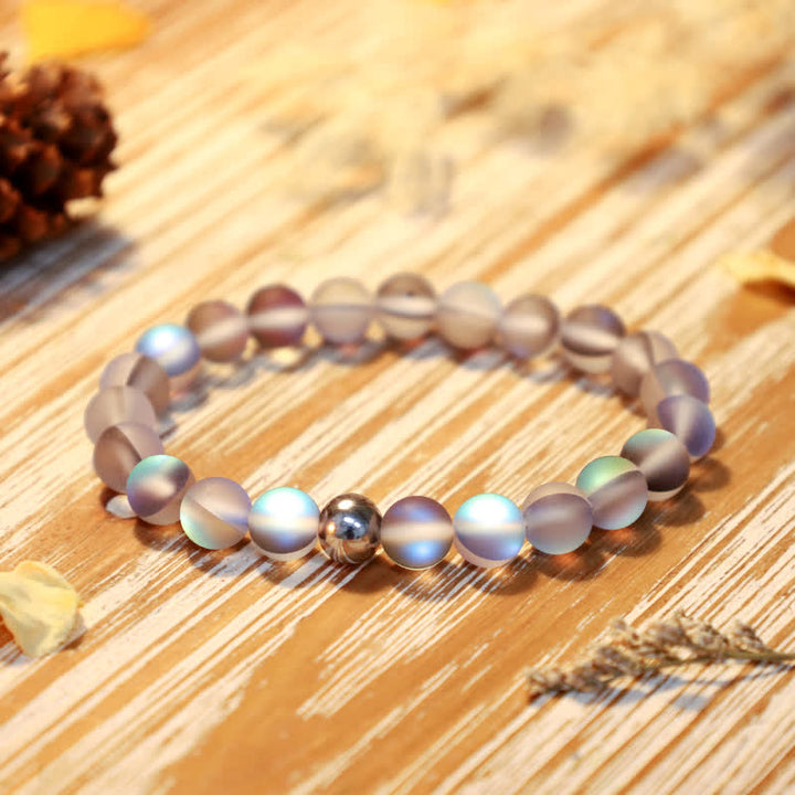 Olivenorma 8mm Mermaid Glass Stainless Steel Beaded Bracelet - Brown Gray - image 35