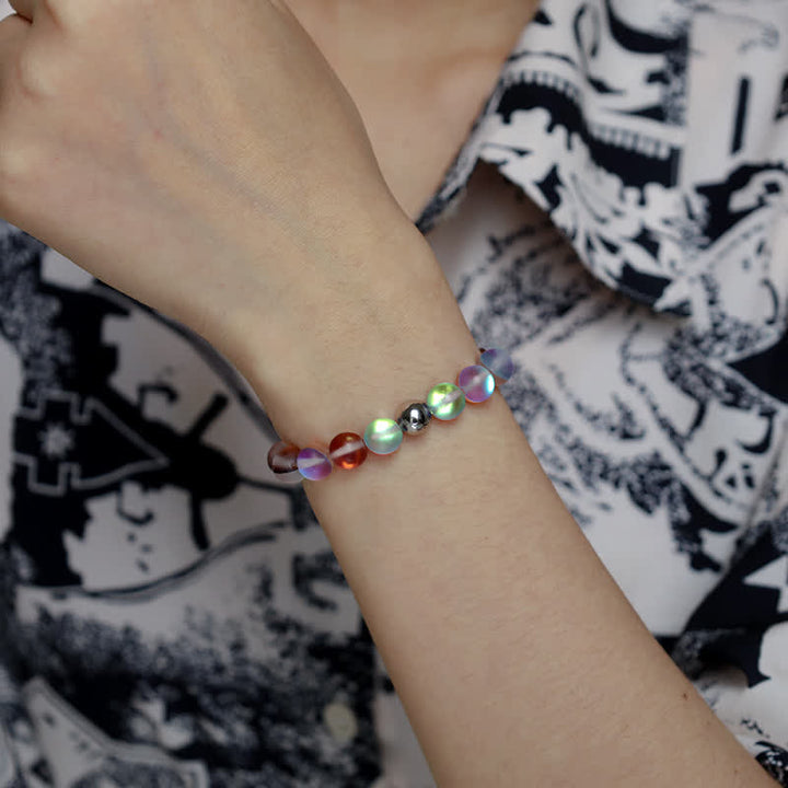 Olivenorma 8mm Mermaid Glass Stainless Steel Beaded Bracelet - image 22