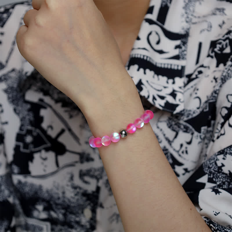 Olivenorma 8mm Mermaid Glass Stainless Steel Beaded Bracelet - image 10