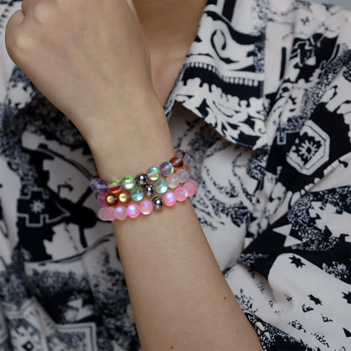 Olivenorma 8mm Mermaid Glass Stainless Steel Beaded Bracelet - image 39