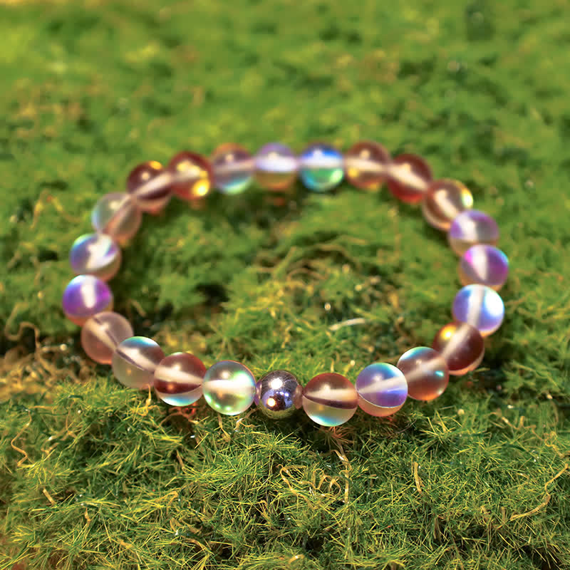 Olivenorma 8mm Mermaid Glass Stainless Steel Beaded Bracelet - image 21