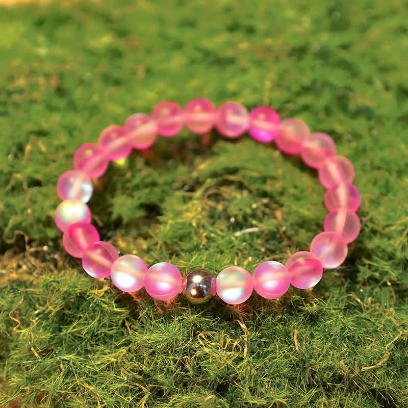 Olivenorma 8mm Mermaid Glass Stainless Steel Beaded Bracelet - image 9