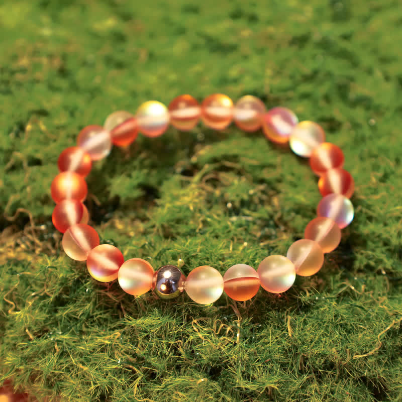 Olivenorma 8mm Mermaid Glass Stainless Steel Beaded Bracelet - image 28