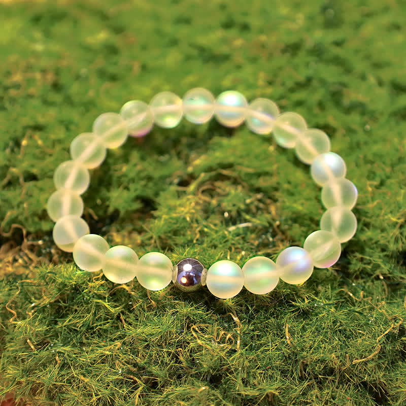 Olivenorma 8mm Mermaid Glass Stainless Steel Beaded Bracelet - image 34