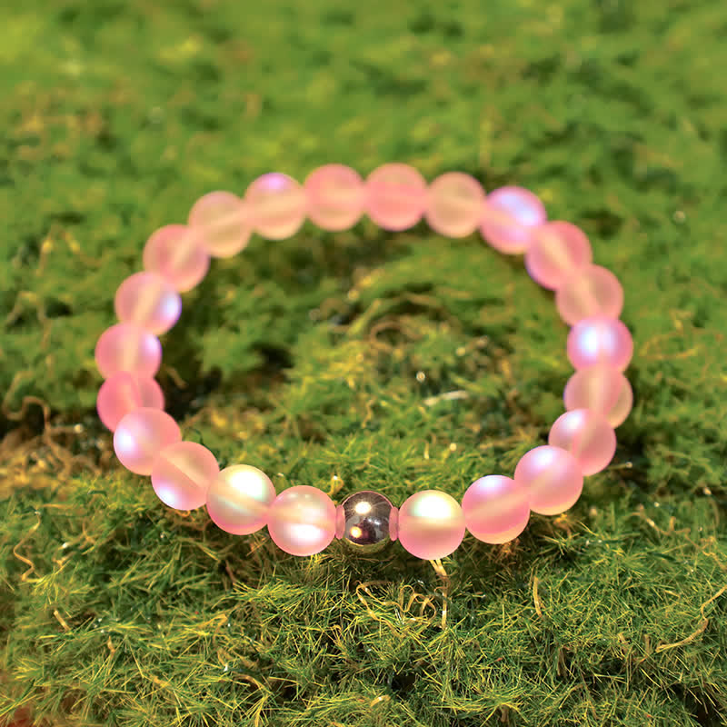 Olivenorma 8mm Mermaid Glass Stainless Steel Beaded Bracelet - image 5