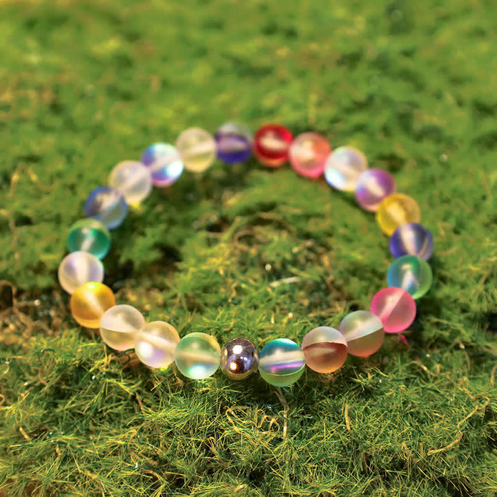 Olivenorma 8mm Mermaid Glass Stainless Steel Beaded Bracelet - image 17