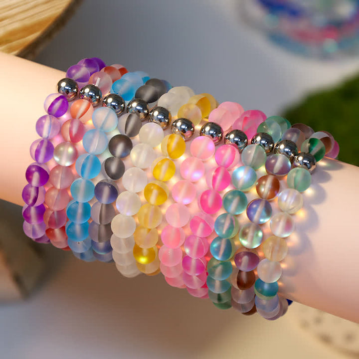 Olivenorma 8mm Mermaid Glass Stainless Steel Beaded Bracelet - image 40