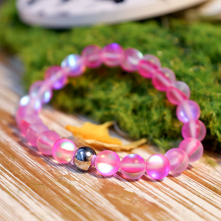 Olivenorma 8mm Mermaid Glass Stainless Steel Beaded Bracelet - image 8