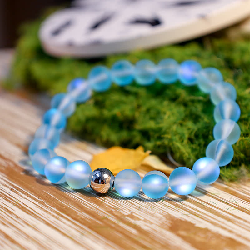 Olivenorma 8mm Mermaid Glass Stainless Steel Beaded Bracelet - image 30