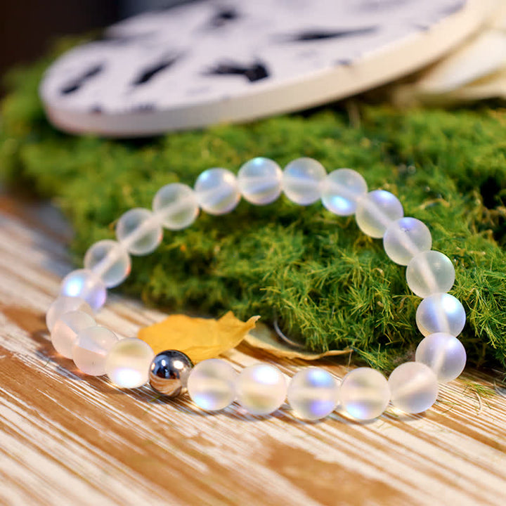 Olivenorma 8mm Mermaid Glass Stainless Steel Beaded Bracelet - image 33
