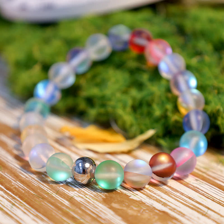 Olivenorma 8mm Mermaid Glass Stainless Steel Beaded Bracelet - image 20