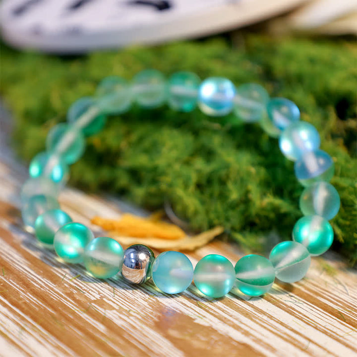 Olivenorma 8mm Mermaid Glass Stainless Steel Beaded Bracelet - image 12
