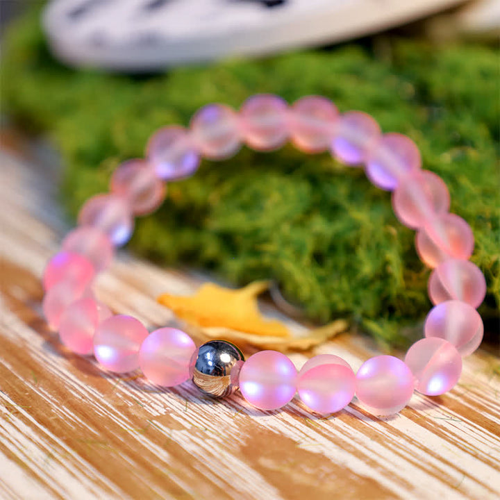 Olivenorma 8mm Mermaid Glass Stainless Steel Beaded Bracelet - image 4
