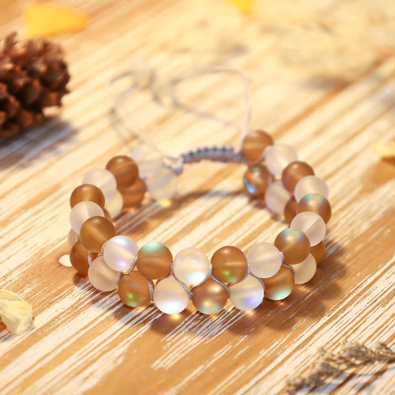 Olivenorma 8mm Double Layer Mermaid Glass Beaded Bracelet - Brown - image 12