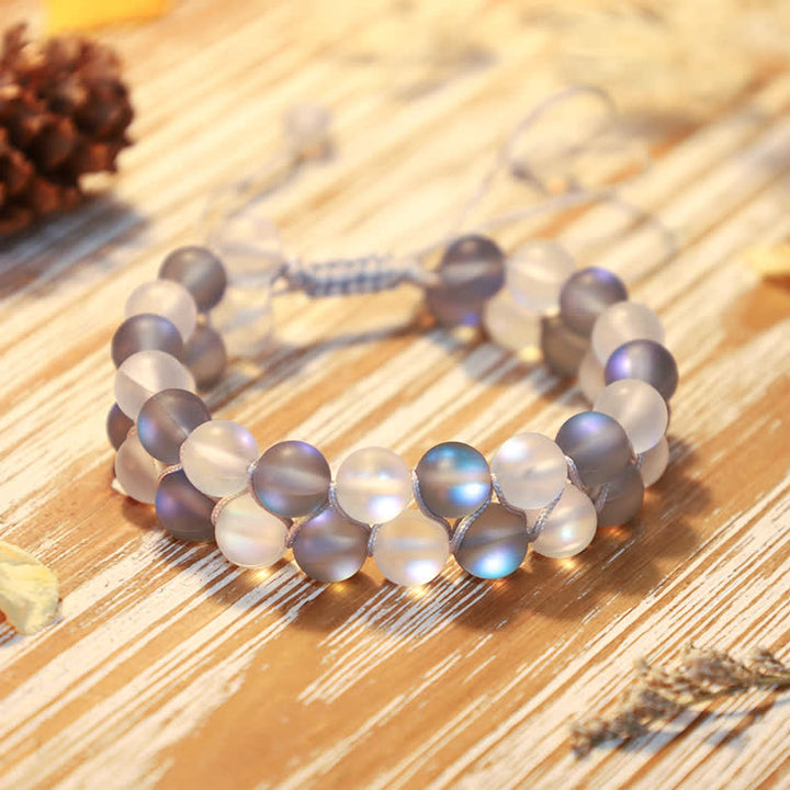 Olivenorma 8mm Double Layer Mermaid Glass Beaded Bracelet - Grey - image 15