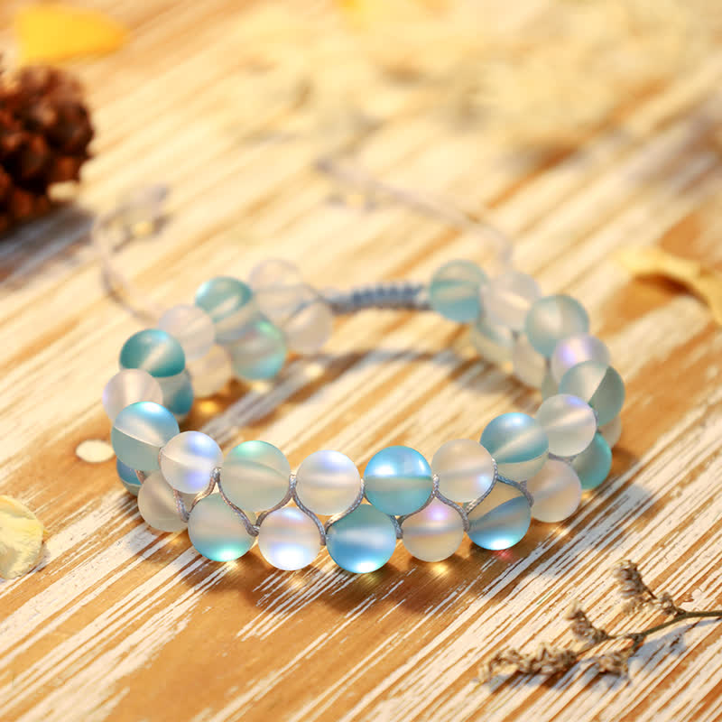 Olivenorma 8mm Double Layer Mermaid Glass Beaded Bracelet - Blue - image 6