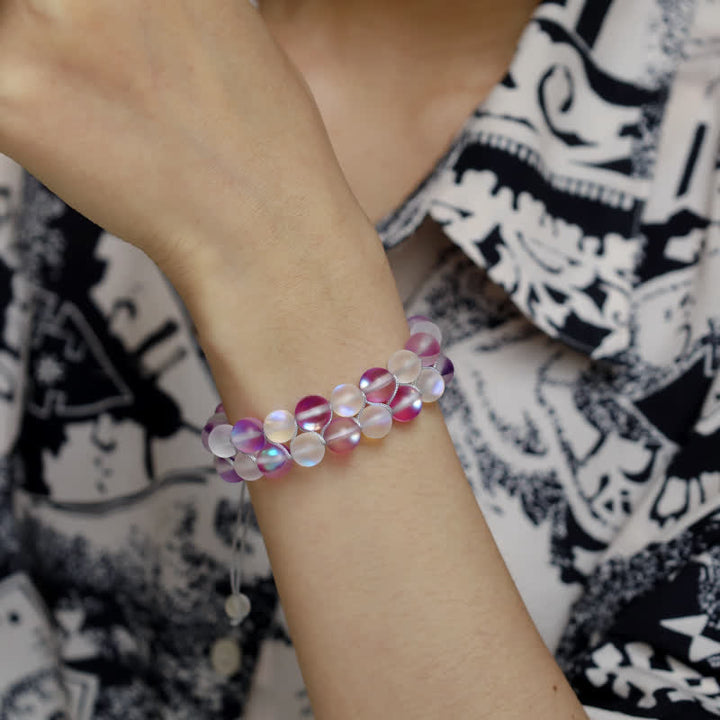 Olivenorma 8mm Double Layer Mermaid Glass Beaded Bracelet - image 5