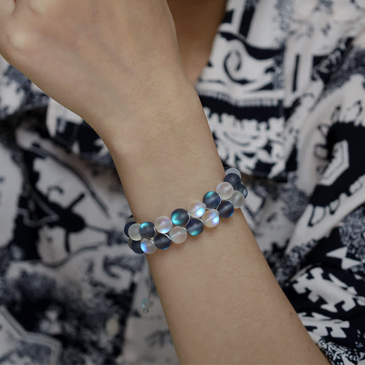 Olivenorma 8mm Double Layer Mermaid Glass Beaded Bracelet - image 17