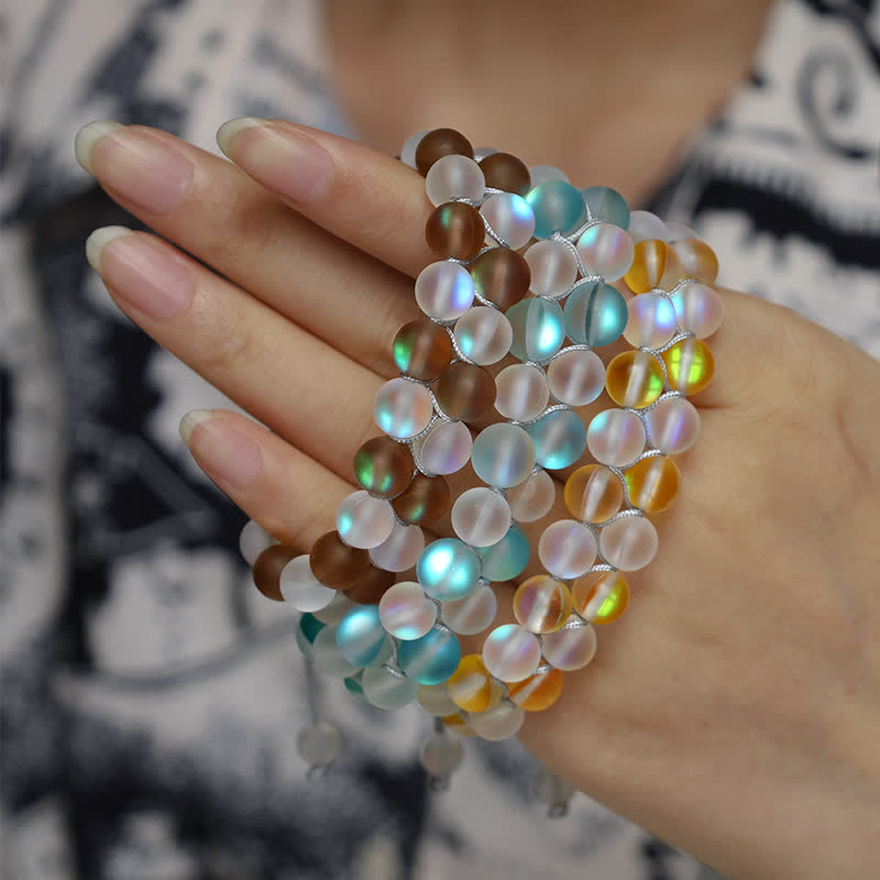 Olivenorma 8mm Double Layer Mermaid Glass Beaded Bracelet - image 20