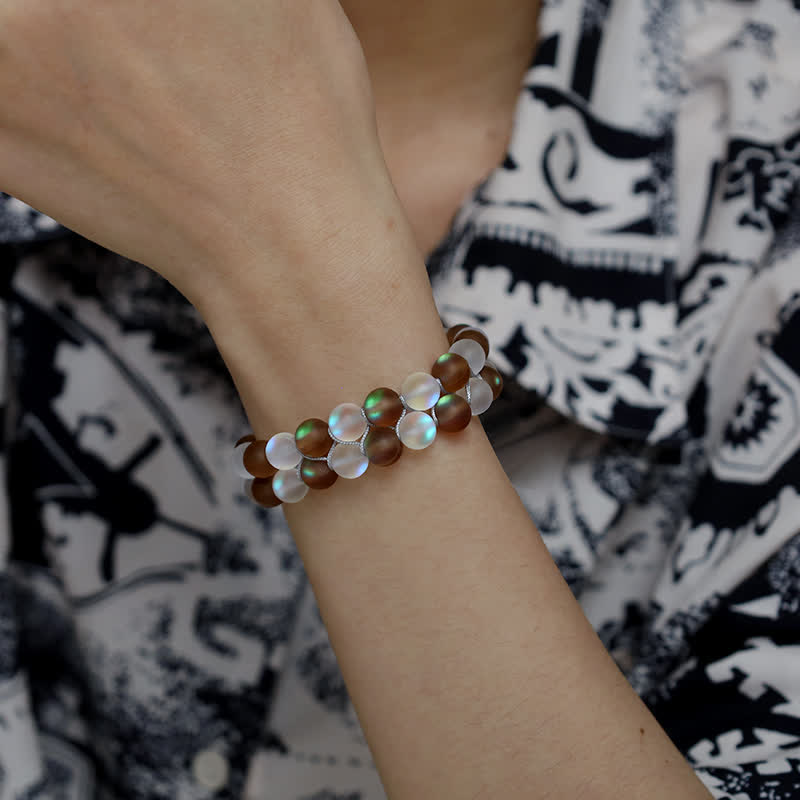 Olivenorma 8mm Double Layer Mermaid Glass Beaded Bracelet - image 14