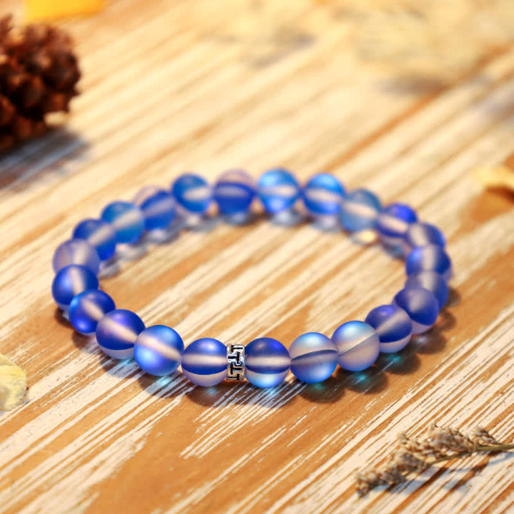 Olivenorma 8mm Mermaid Glass Metal "T" Bead Bracelet - Blue - image 0
