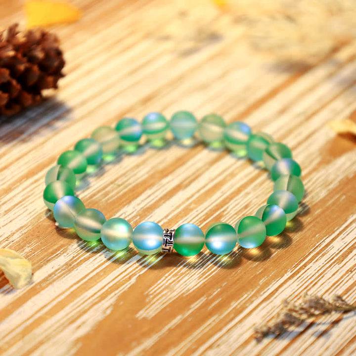 Olivenorma 8mm Mermaid Glass Metal "T" Bead Bracelet - Green - image 4