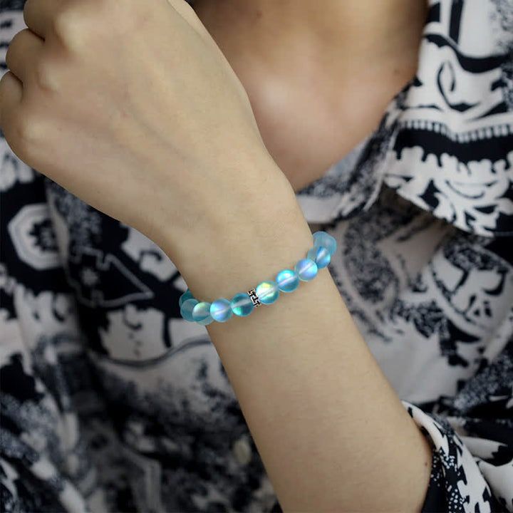 Olivenorma 8mm Mermaid Glass Metal "T" Bead Bracelet - image 10